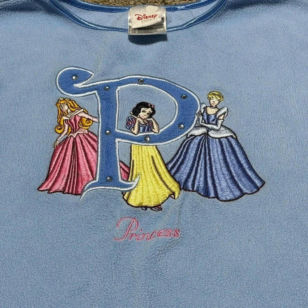Disney Princess Girls XS 4/5 Blue Fleece Pullover Aurora Snow White Cinderella